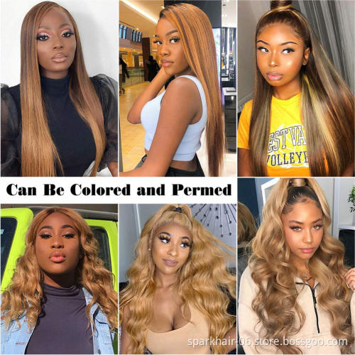Pre Plucked Cheap Wholesale Premium Human Hair 360 Virgin 13X6 Blonde Transparent Thin Hd Full Swiss Film Lace Front Frontal Wig